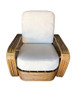 Historic Hand Made 4-strand Square Pretzel Rattan lounge By Paul T. Frankl