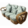 Rattan Mid-century Six-Strand Square Pretzel Sofa & Lounge Chair Livingroom Set