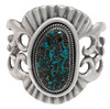 Mid-century Sterling Silver Navajo Cuff Bracelet w/ Bisbee Blue Turquoise Stone