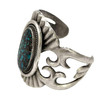 Mid-century Sterling Silver Navajo Cuff Bracelet w/ Bisbee Blue Turquoise Stone