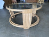 Five Strand Rattan Coffee Table with Glass Top