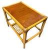 Restored Mid-century 2 Tier Rattan & Wicker Coffee Cocktail Table w Mahogany Top