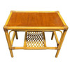 Restored Mid-century 2 Tier Rattan & Wicker Coffee Cocktail Table w Mahogany Top