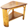 Restored MCM Rattan & Mahogany 7-strand Vertically Stacked Rattan Wedge Table