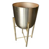 Set of 3 Modernist Brass Spun Brass Planters With Stand - Set of 3