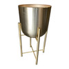 Set of 3 Modernist Brass Spun Brass Planters With Stand - Set of 3