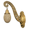 Belle Epoque Electric Scrolling Brass Crystal Sconce w Beaded Shade, 2 Available