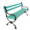 Edwardian Cast Iron & Green Painted Wooden Loop Park Bench with X Legs, Pair