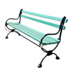 Edwardian Cast Iron & Green Painted Wooden Loop Park Bench with X Legs, Pair