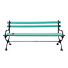 Edwardian Cast Iron & Green Painted Wooden Loop Park Bench with X Legs, Pair