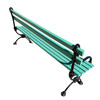 Edwardian Cast Iron & Green Painted Wooden Loop Park Bench with X Legs, Pair