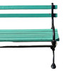 Edwardian Cast Iron & Green Painted Wooden Loop Park Bench with X Legs, Pair