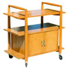 Mid-Century Three-Tier Bar Serving Cart w/ Storage Cabinet