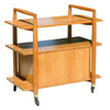 Mid-Century Three-Tier Bar Serving Cart w/ Storage Cabinet