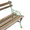 Victorian Cast Iron and Wooden Lath Garden Bench with Vine Leaf Detail