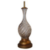 Italian Pink Metalic Swirled Murano Glass Table Lamp on Gold Wood Base