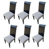 Set of Six Scrolling Back Wooden Oak Dining Chairs by Four Hands