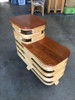 Pair Art Deco Stacked Rattan Side Table with Legs
