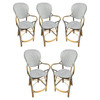 Set of 5 Danish Bistro "Isabell" Rattan Barstools w/ Woven Seat & Back by Sika D