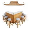 Mid-century James Mount Style Stacked Rattan Corner Bar w/ Asian Xie Shan Roof