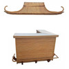 Mid-century James Mount Style Stacked Rattan Corner Bar w/ Asian Xie Shan Roof