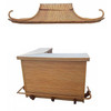 Mid-century James Mount Style Stacked Rattan Corner Bar w/ Asian Xie Shan Roof