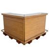 Mid-century James Mount Style Stacked Rattan Corner Bar w/ Asian Xie Shan Roof