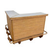 Mid-century James Mount Style Stacked Rattan Corner Bar w/ Asian Xie Shan Roof