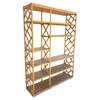Restored Mid-century Rattan Ten-Tier Display Shelf Wall Etagere Unit w/ Cabinet