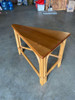 Restored Rattan Corner Wedge Table with Mahogany Tabletop