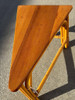 Restored Rattan Corner Wedge Table with Mahogany Tabletop