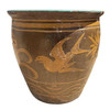Antique Century Chinese Egg Art Pottery Holder Bird & Dragon Jardinière Planter