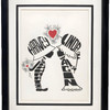 Framed "Personettes" Silhouette Art Lithograph by Julie Dennis, Framed