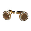 Round 14-Karat Pearl Cufflinks with Bullet Back Clasp and tie Pin