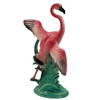 Mid-century 11" Tall Open Wing Pink Flamingo Ceramic Tabletop Statue, Pair