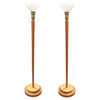 Russel Wright Style Hand-Carved Torchiere Floor Lamp, Pair