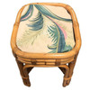 Restored Mid-century Rattan & Wicker Triple Arched Vanity Stool w/ Palm Fabric