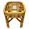 Restored Mid-century Rattan & Wicker Triple Arched Vanity Stool w/ Palm Fabric