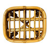 Restored Mid-century Rattan & Wicker Triple Arched Vanity Stool w/ Palm Fabric