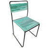 Pair of Walter Lamb Style Iron Blue Corded Outdoor Patio Side Chairs