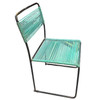 Pair of Walter Lamb Style Iron Blue Corded Outdoor Patio Side Chairs
