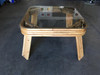 Restored 5-Strand Rattan Coffee Table with Square Glass Top