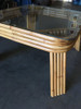 Restored 5-Strand Rattan Coffee Table with Square Glass Top