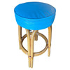 Restored Single Stand Arched Rattan Bar Stool w/ Teal Green Seat, Set of Four
