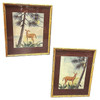 Deer Scenic Watercolor on Paper Signed by Shirrell Graves in Bamboo Frame, Pair