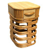 Restored Modernist Stacked Rattan Nightstand Side Table w/ Formica Top, Pair
