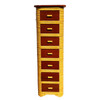Restored Paul Frankl Style Stacked Rattan & Mahogany Petite Chest of 7 Drawers
