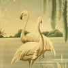1940 Tropical Flamingo Lovers Scenic Print, by Billy Seay for Turner
