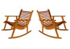 Mid-century Slat Wood Easy Rocking Chair by Michael Van Beuren for Domus, Pair