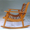 Mid-century Slat Wood Easy Rocking Chair by Michael Van Beuren for Domus, Pair